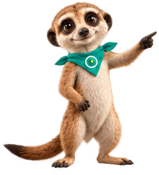 La mascota de OAZEE señala una oferta en una publicación de Instagram