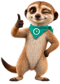 La mascota de OAZEE con el pulgar hacia arriba y cara de satisfacción
